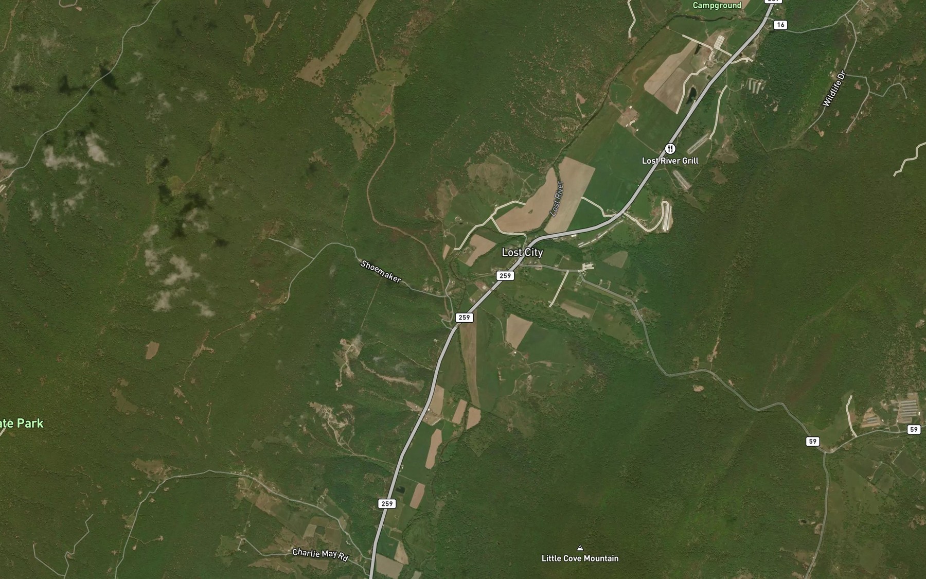 Satellite map of the Whitehead Run