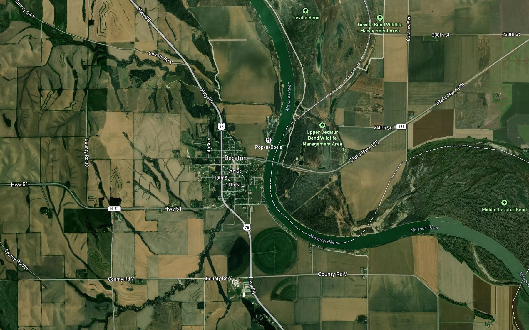 Satellite map of the Elm Creek