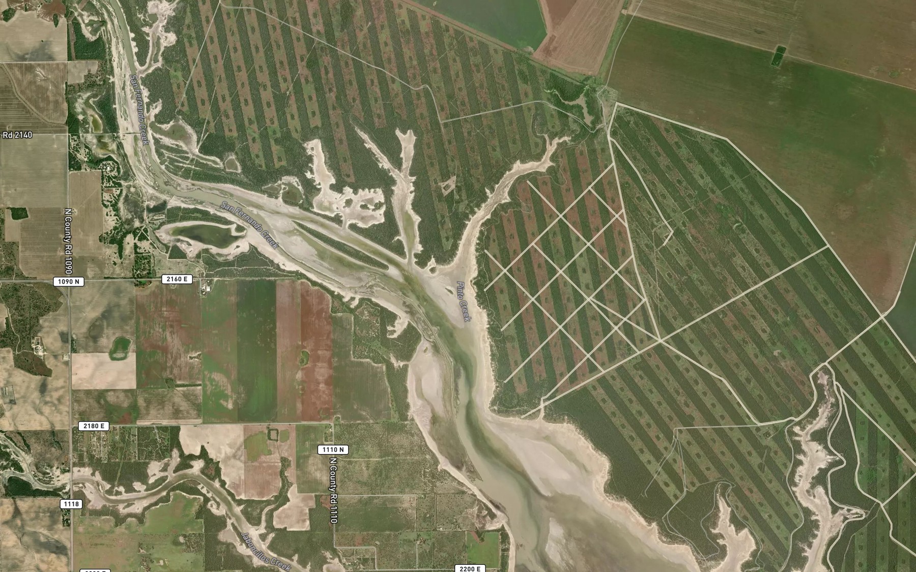 Satellite map of the Pinto Creek