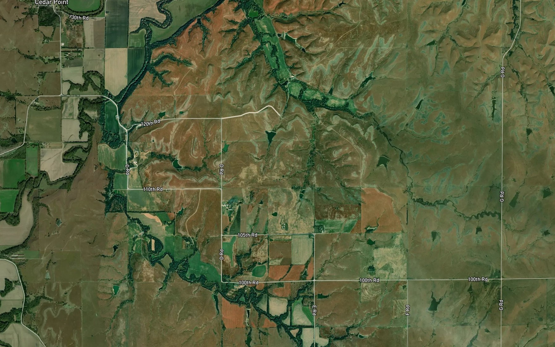 Satellite map of the Cedar Point Lake