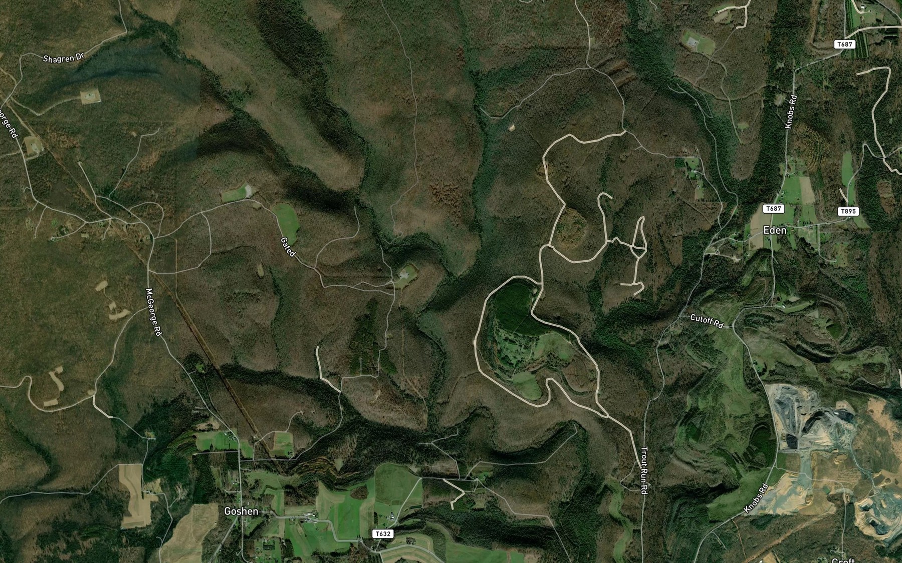 Satellite map of the Crooked Run
