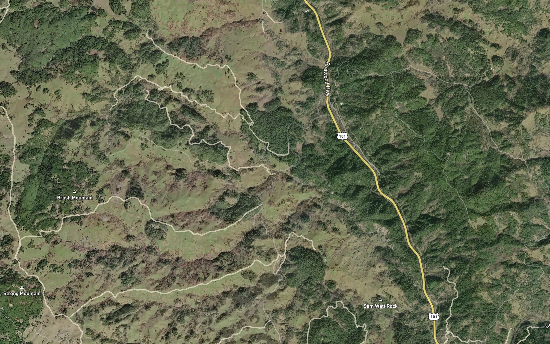 Satellite map of the Pim Creek