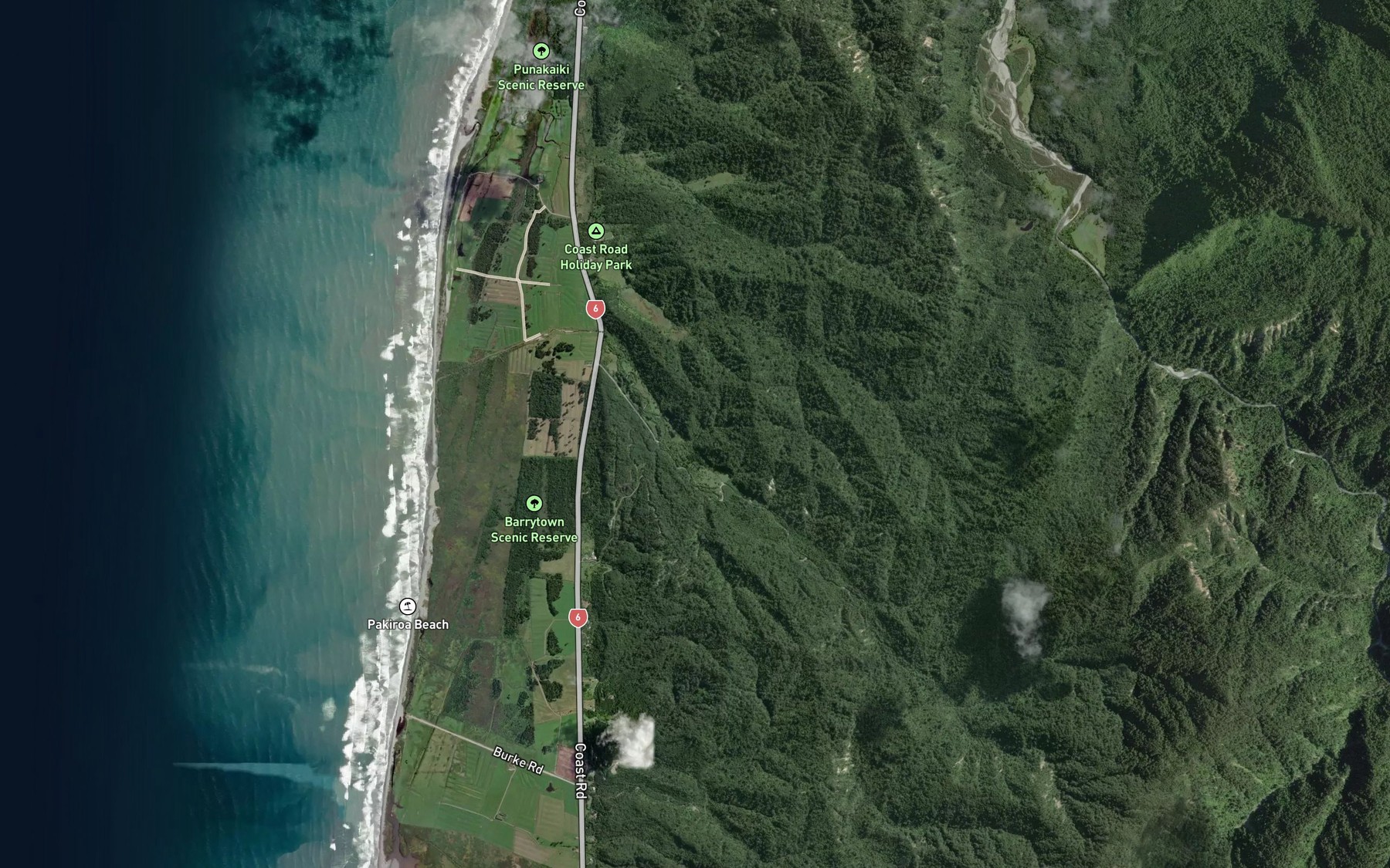 Satellite map of the Waiwhero Creek