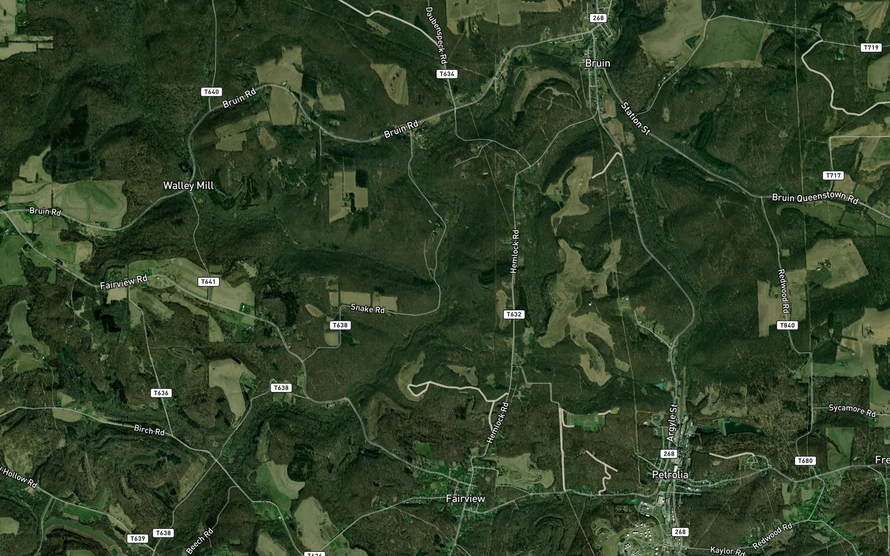Satellite map of the Silver Creek