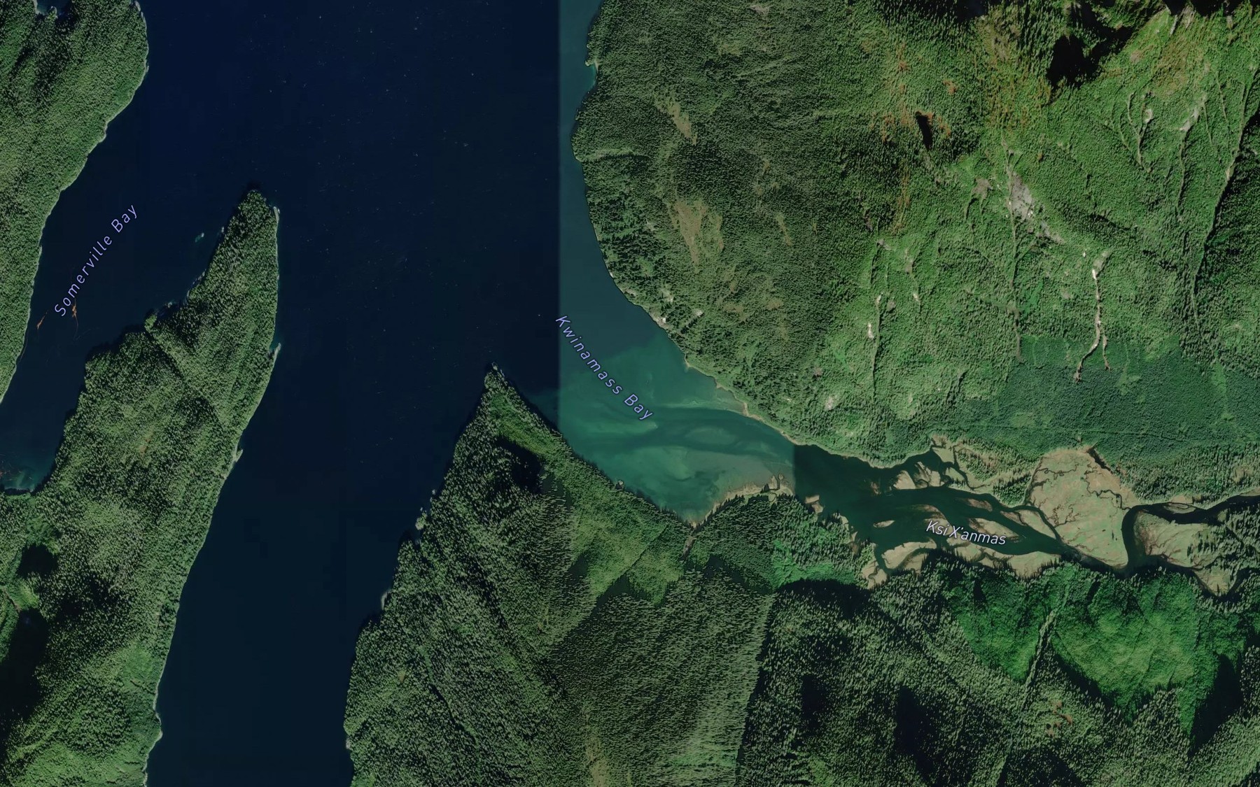 Satellite map of the Kwinamass Bay