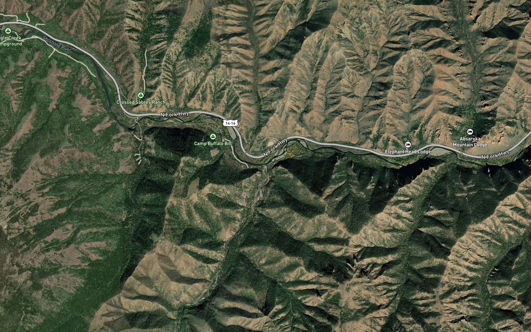 Satellite map of the Fishhawk Creek