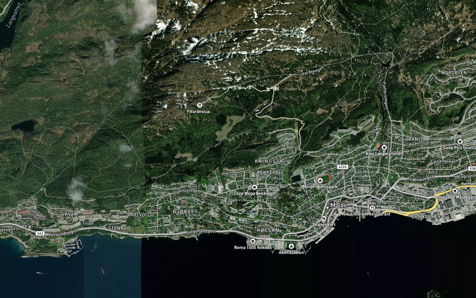 Satellite map of the Bjorsetelva