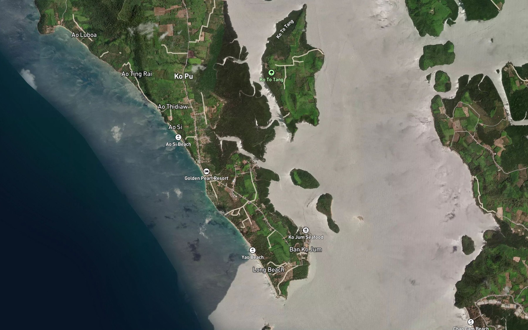 Satellite map of the Khlong Ting Rai