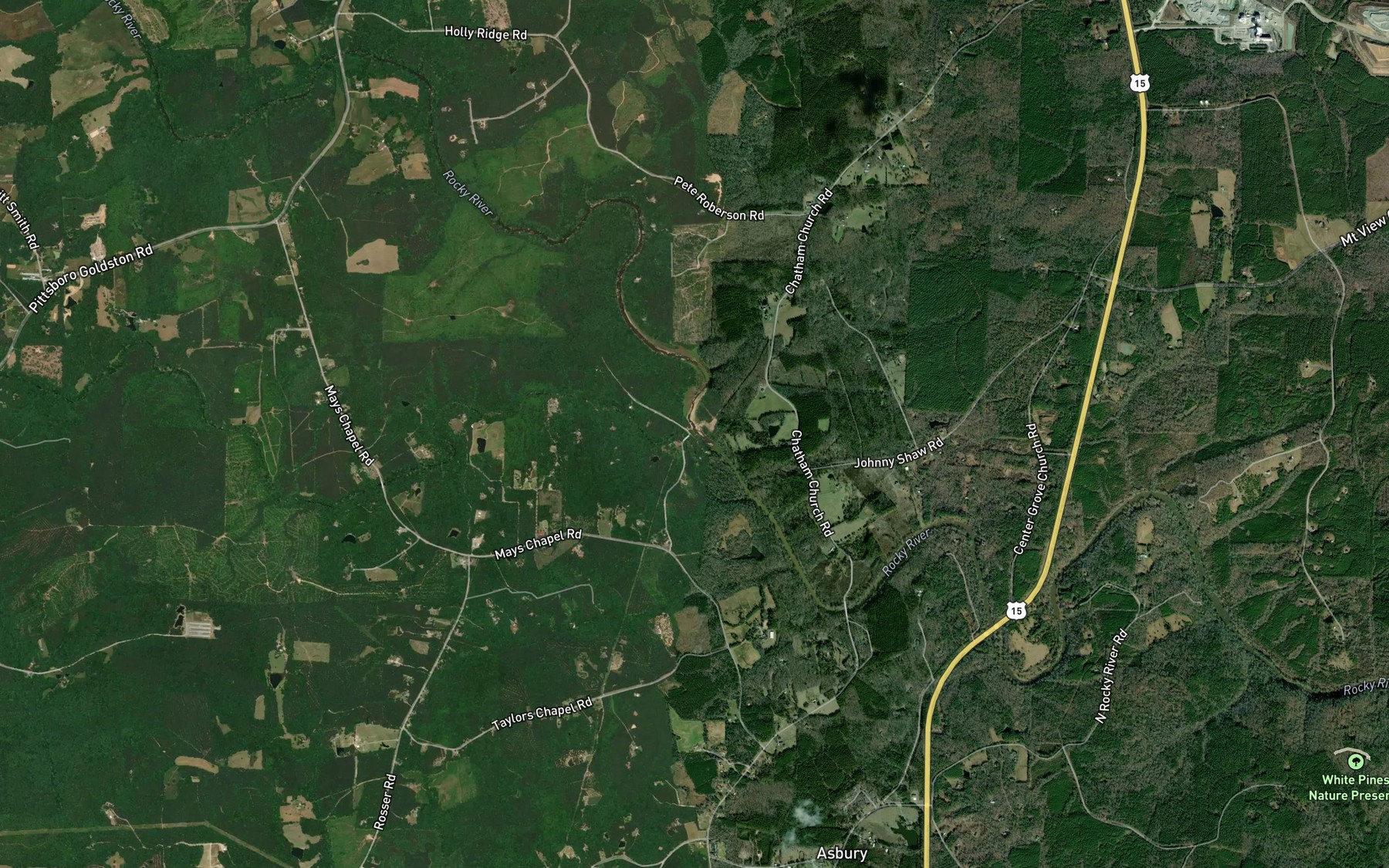 Satellite map of the Reeves Lake