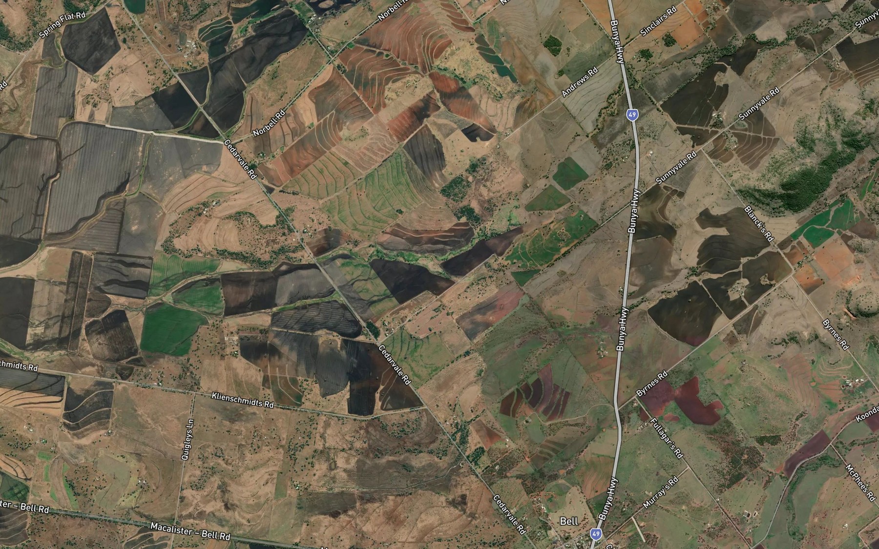 Satellite map of the Crawford Gully