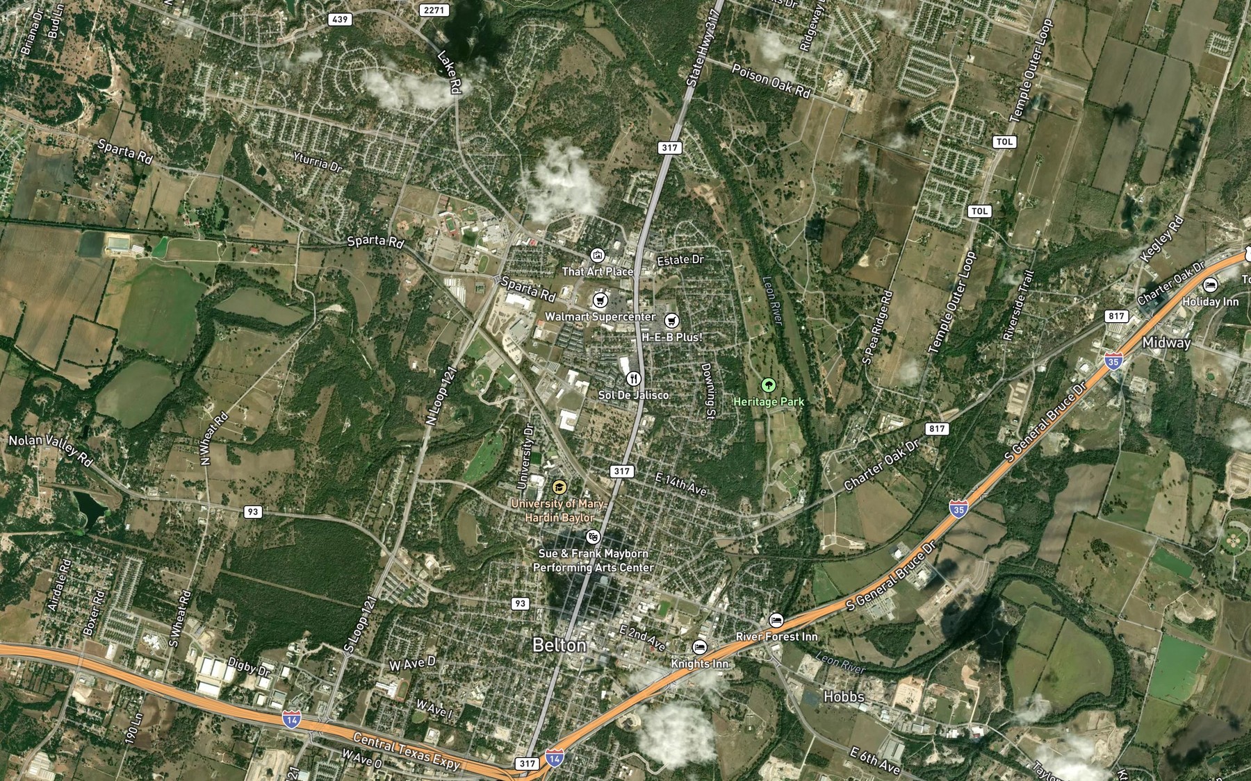 Satellite map of the Leon Springs