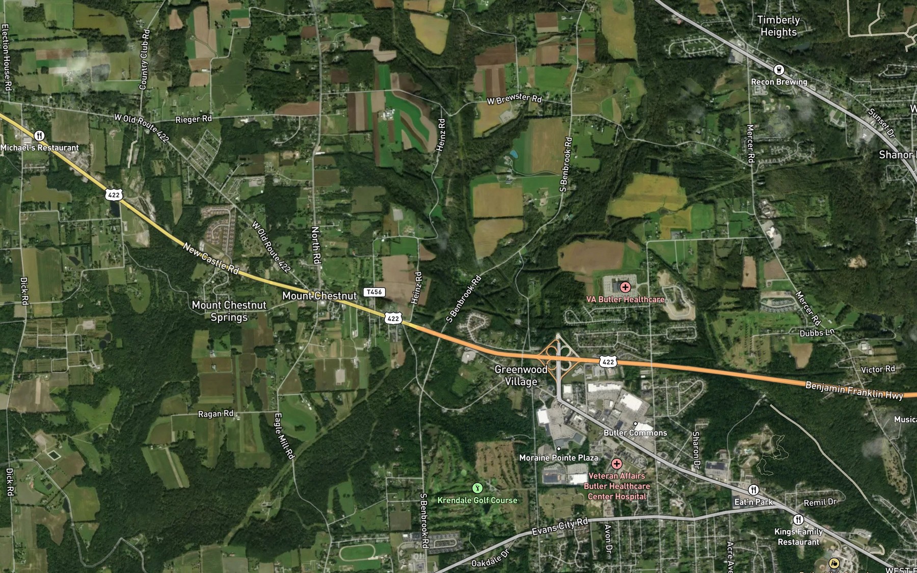 Satellite map of the Crooked Run