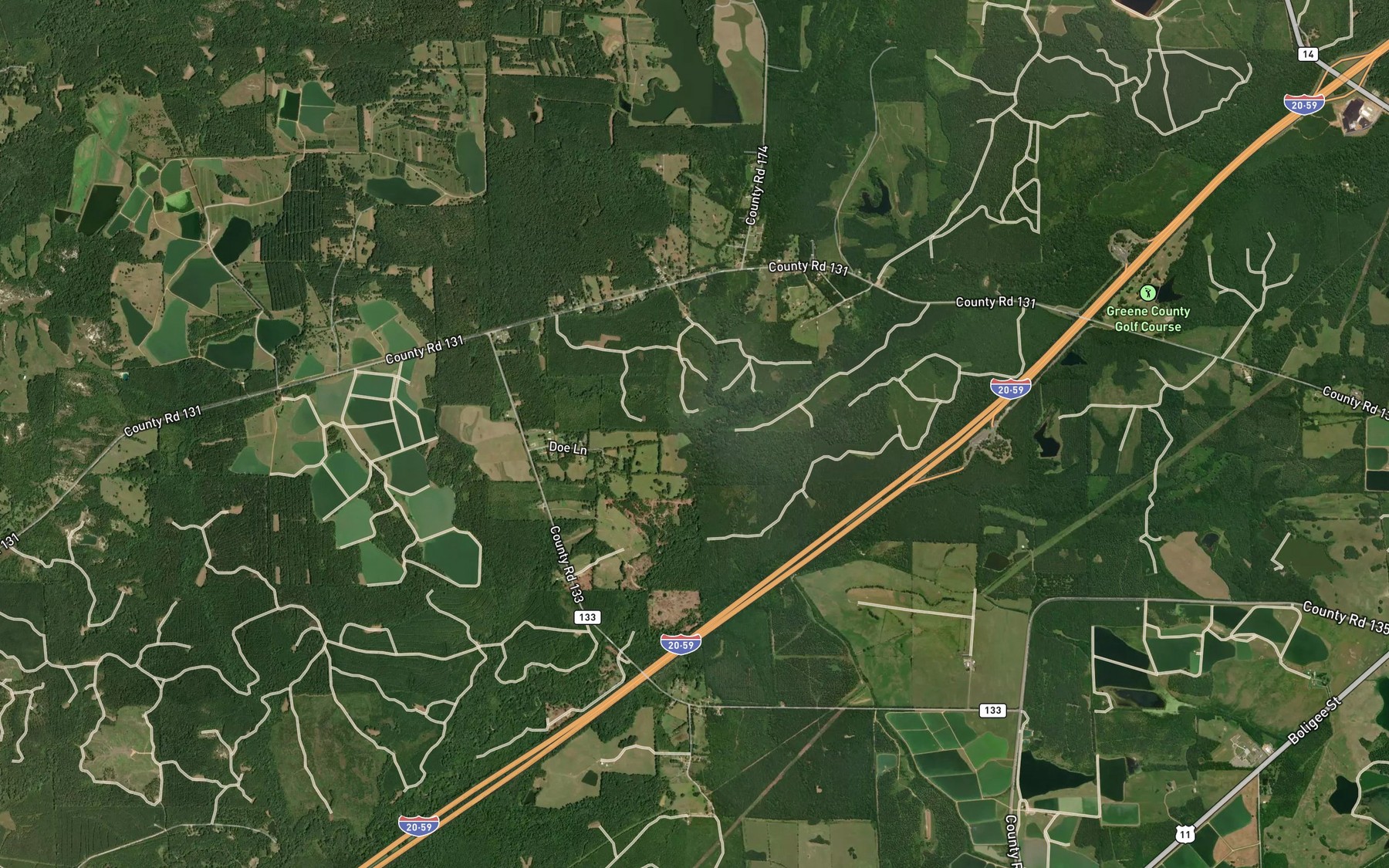 Satellite map of the Bovell Branch