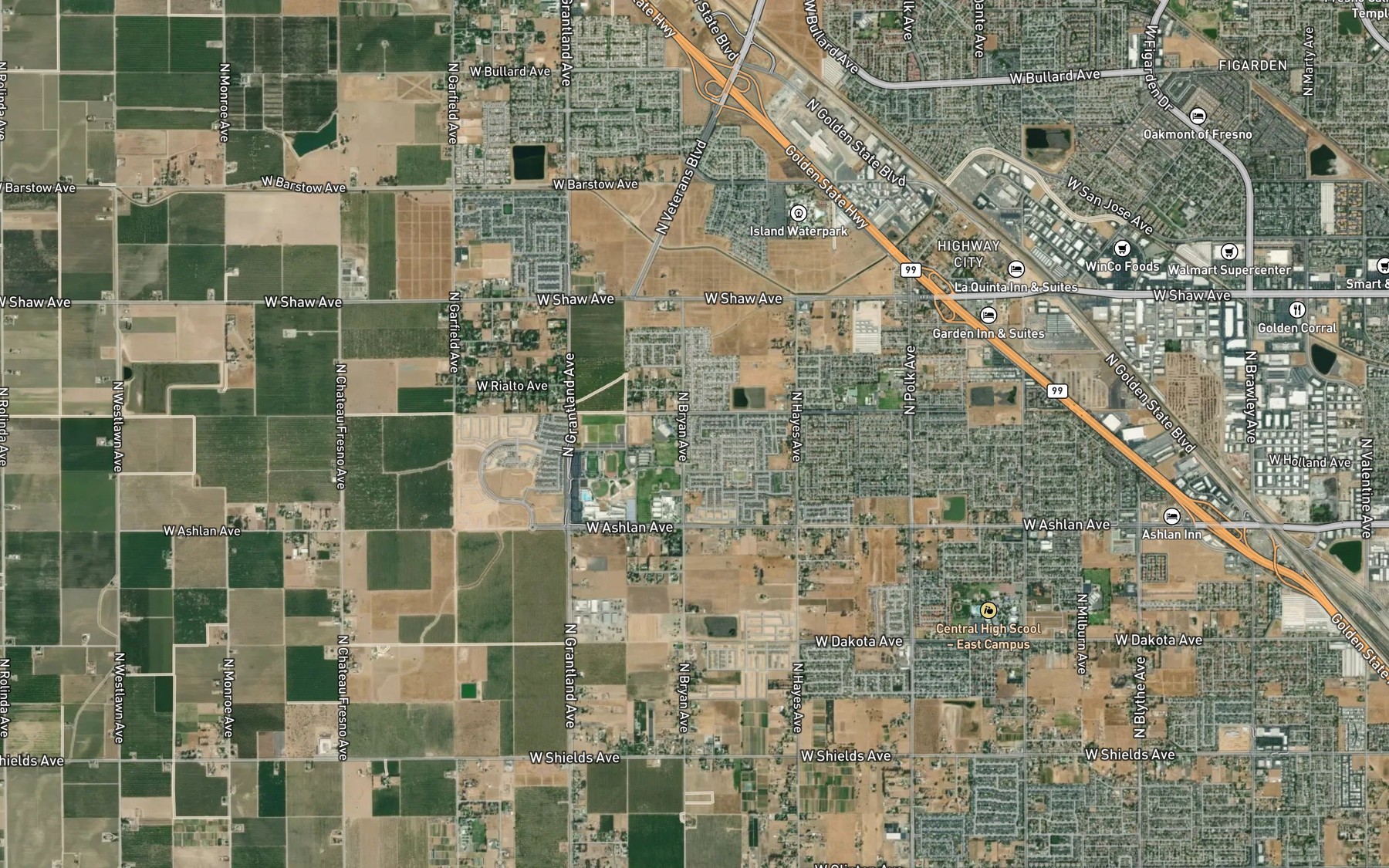 Satellite map of the Wheaton Ditch
