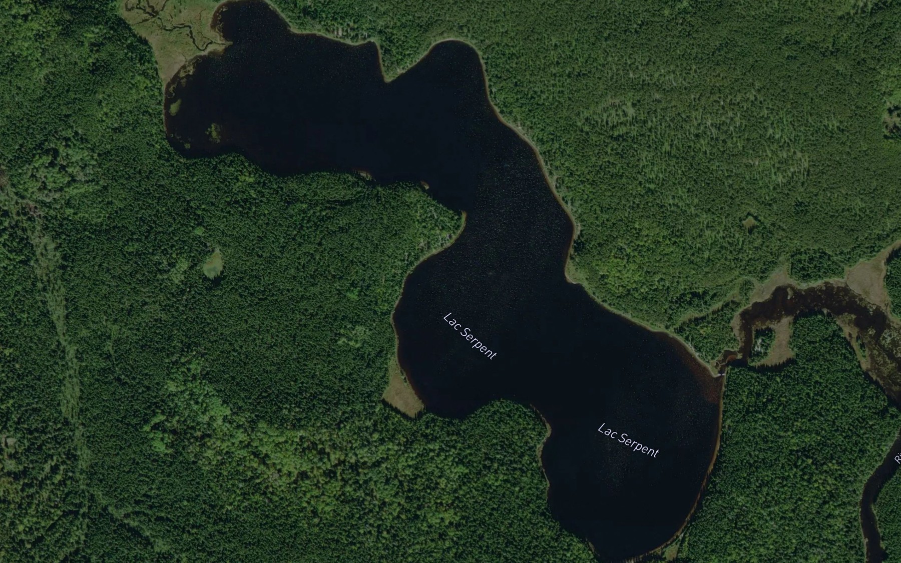 Satellite map of the Lac Serpent