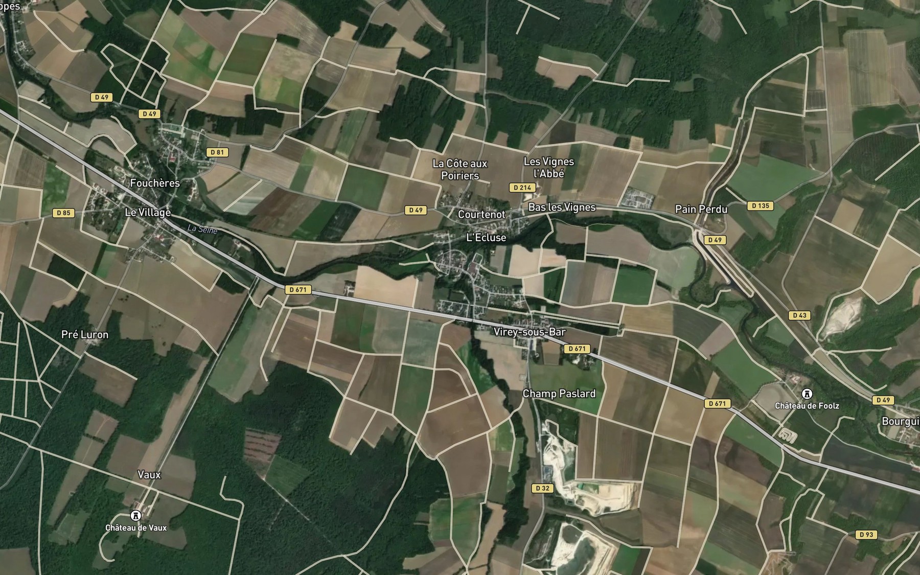 Satellite map of the Ruisseau la Sarce
