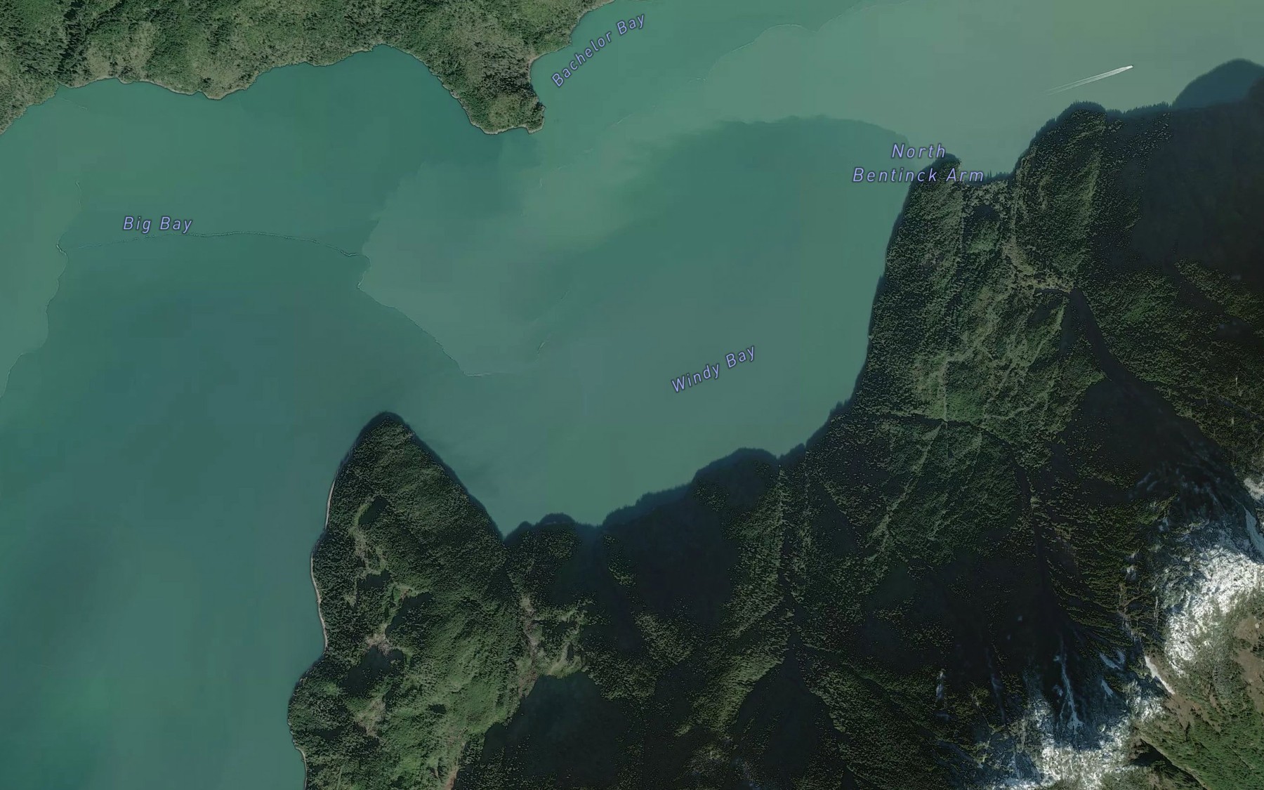 Satellite map of the Windy Bay
