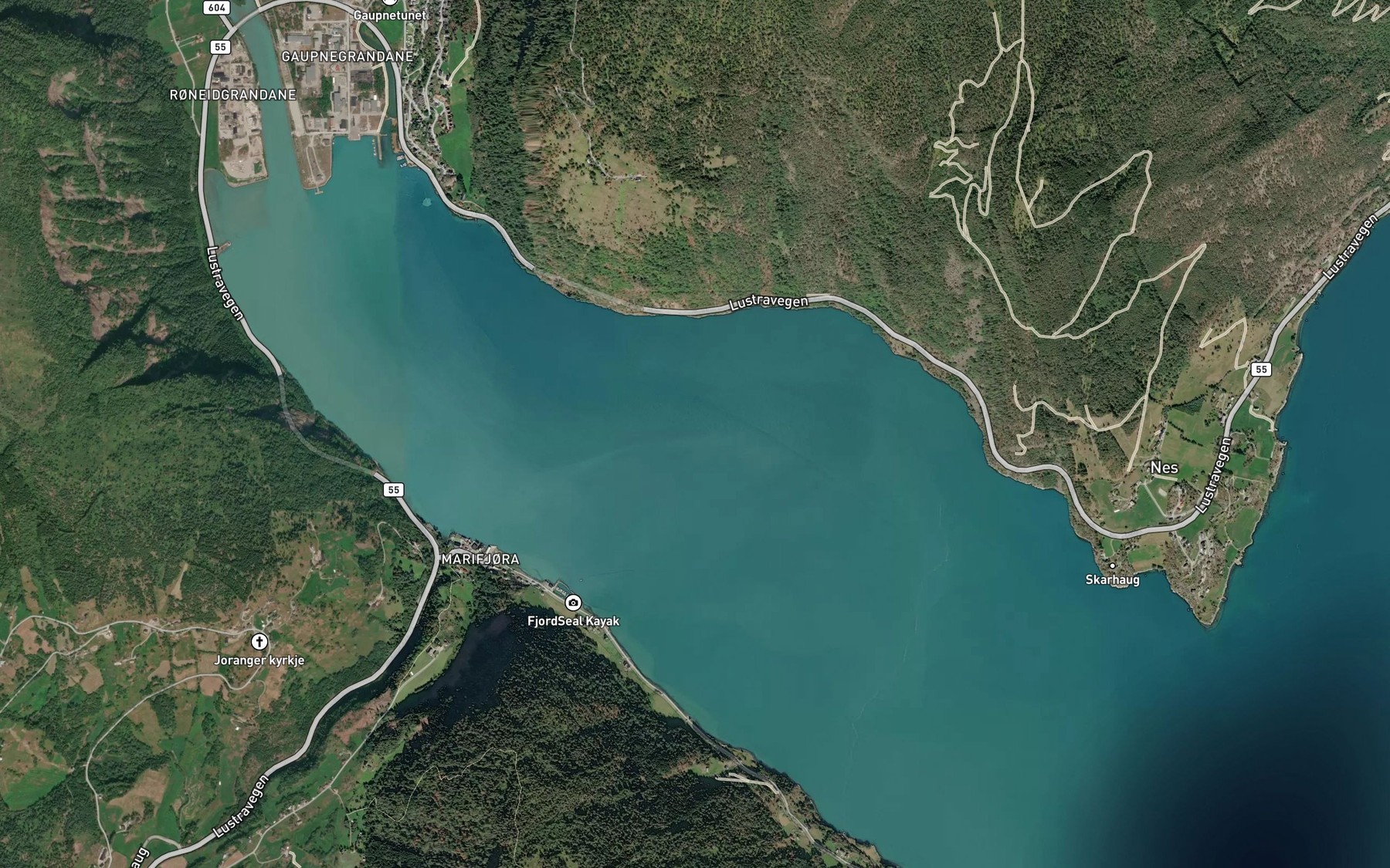 Satellite map of the Gaupnefjorden