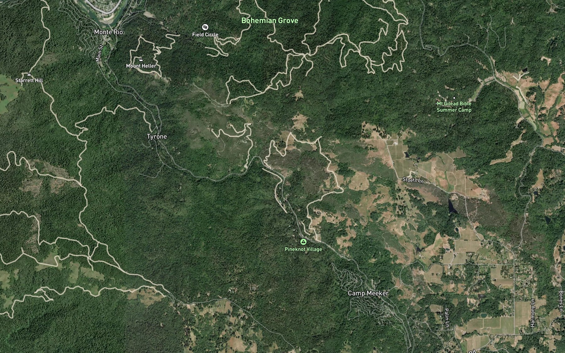 Satellite map of the Duvoul Creek