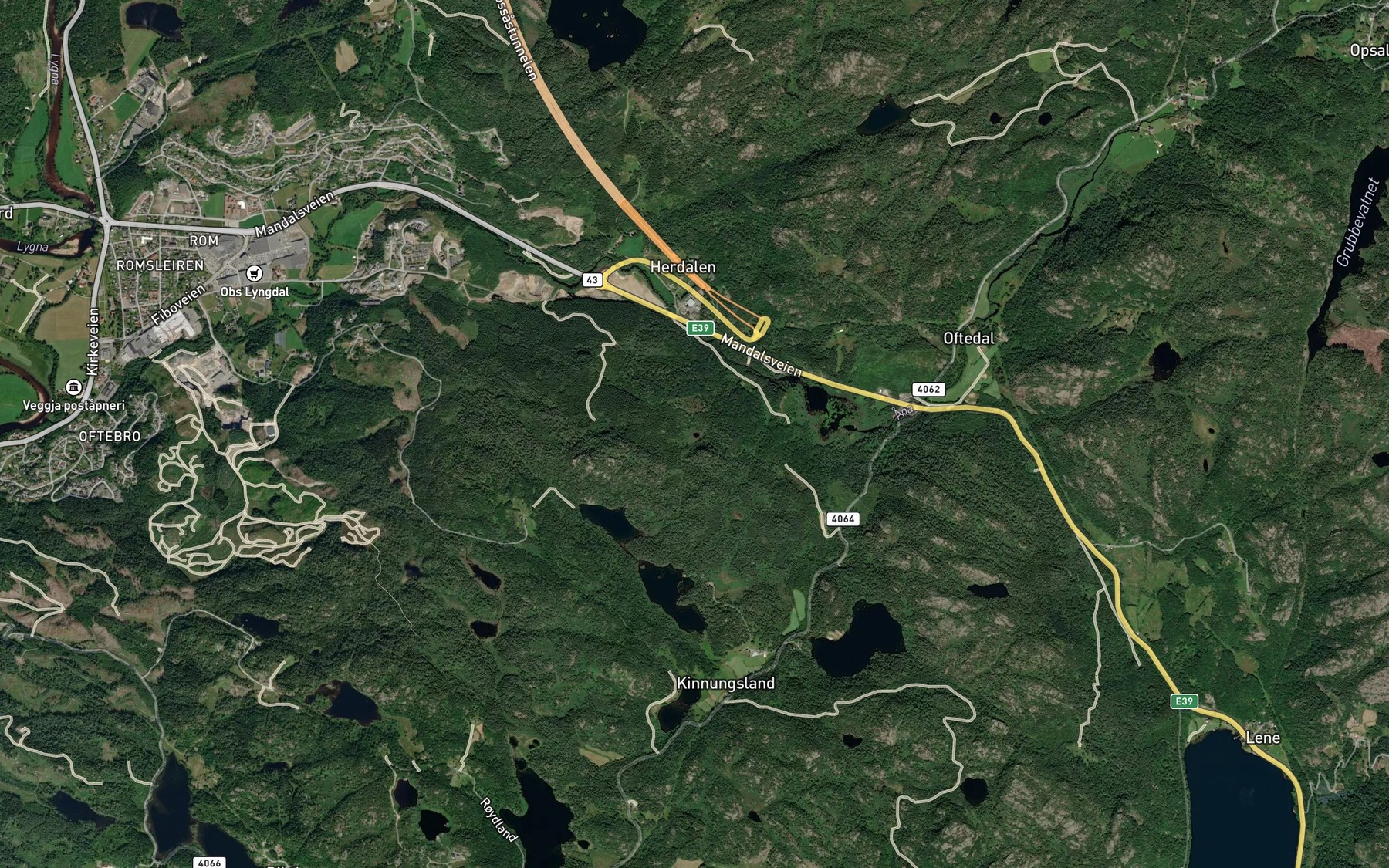 Satellite map of the Kjeddingtjonn