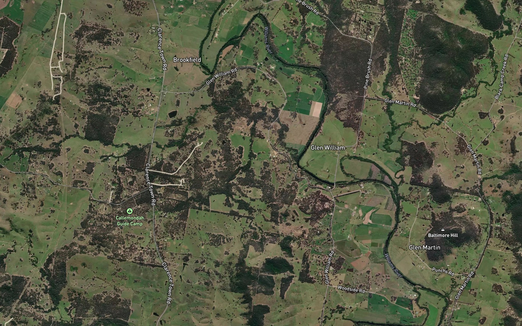 Satellite map of the Nolans Creek