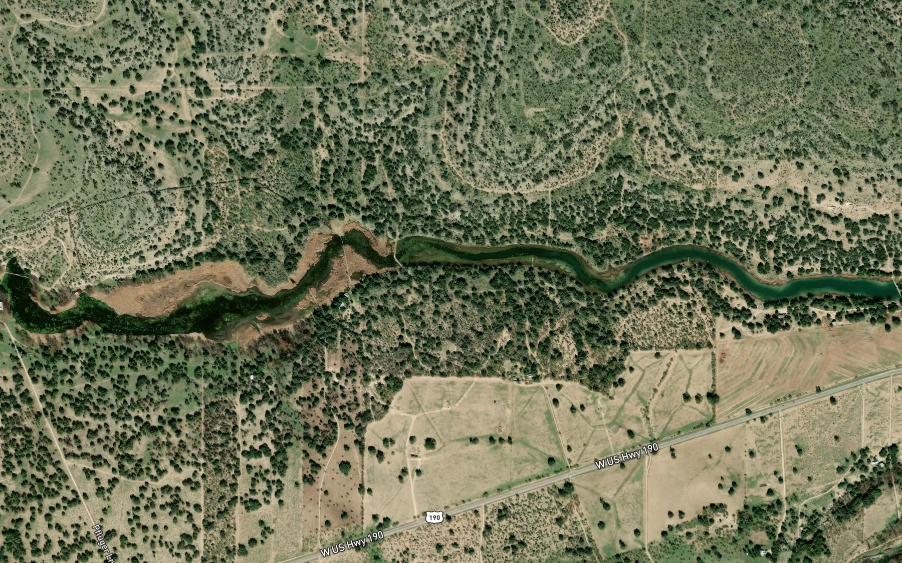 Satellite map of the Clear Creek Lake