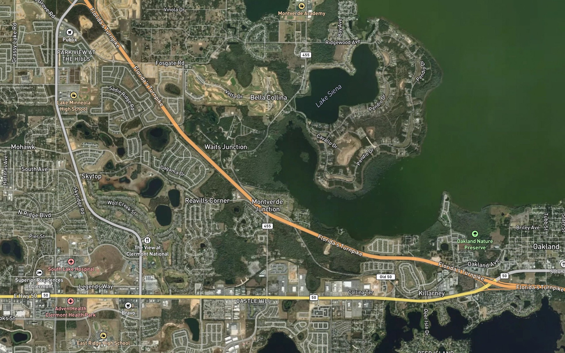 Satellite map of the Apopka Springs
