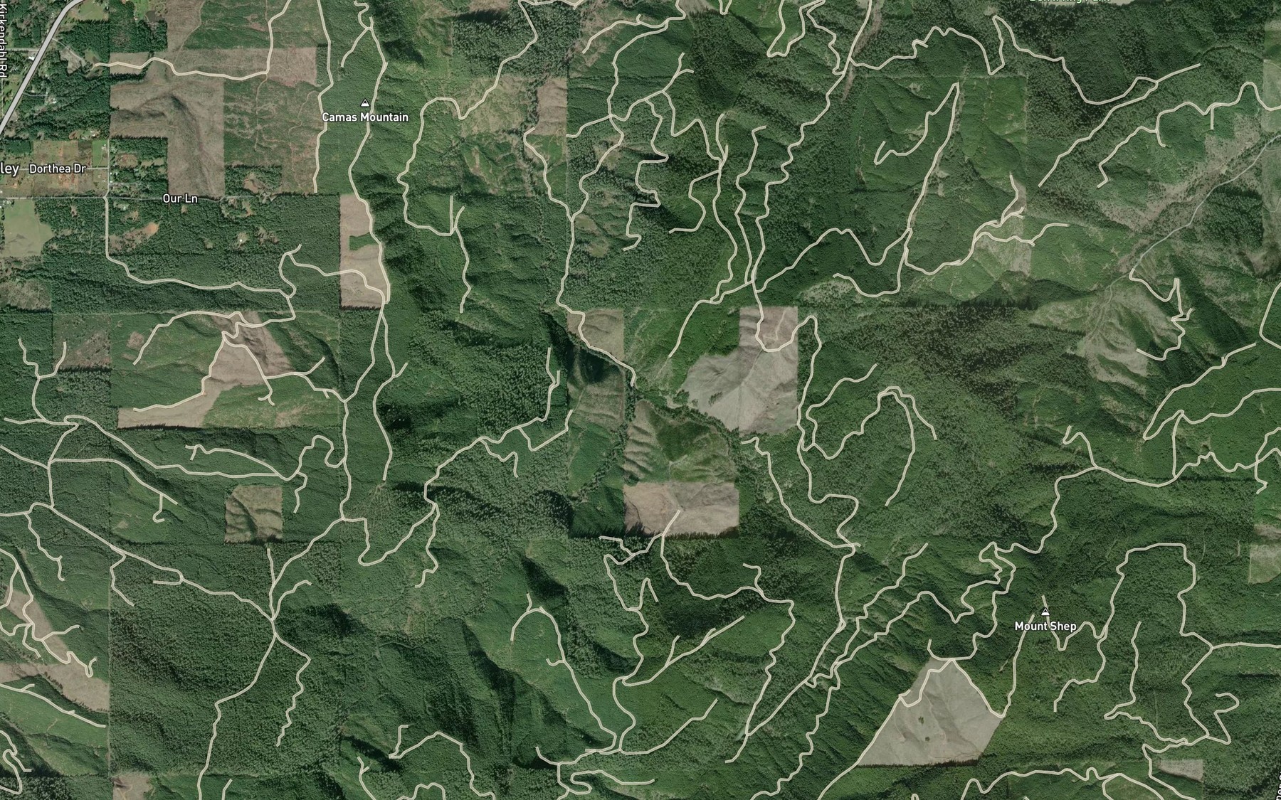 Satellite map of the Bear Creek