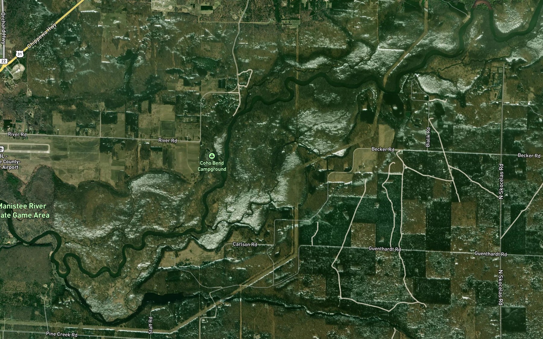 Satellite map of the Anderson Bayou