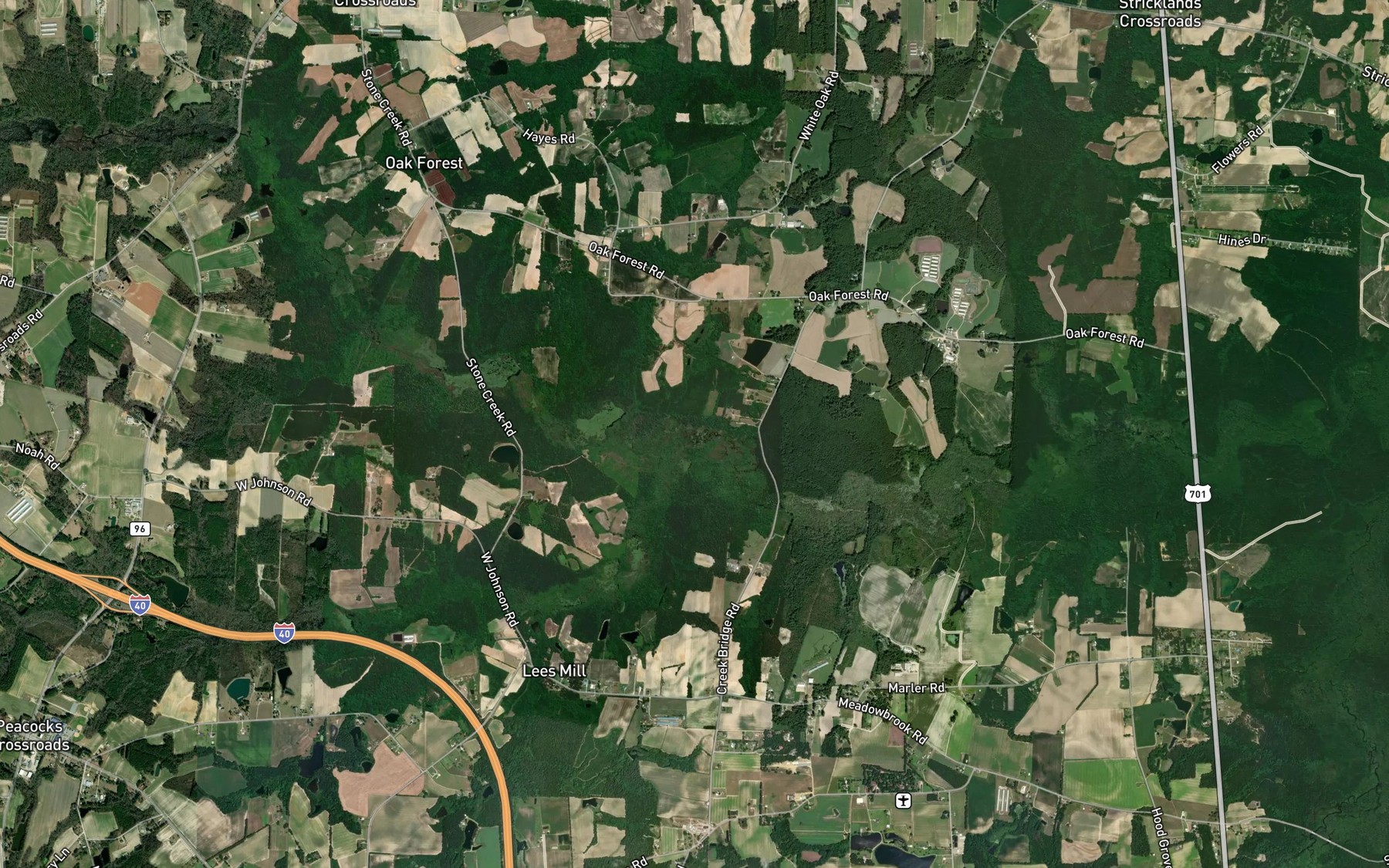 Satellite map of the Johnson Swamp