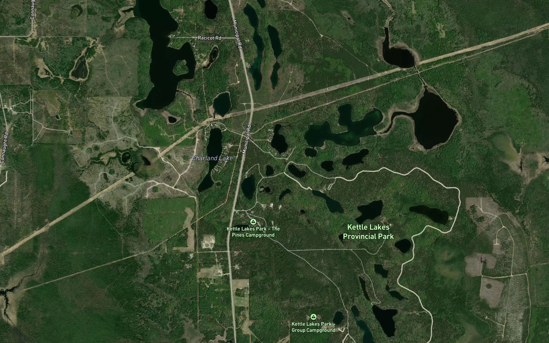 Satellite map of the Heart Lake