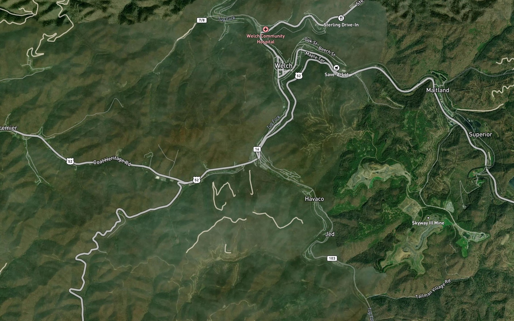 Satellite map of the Little Indian Creek