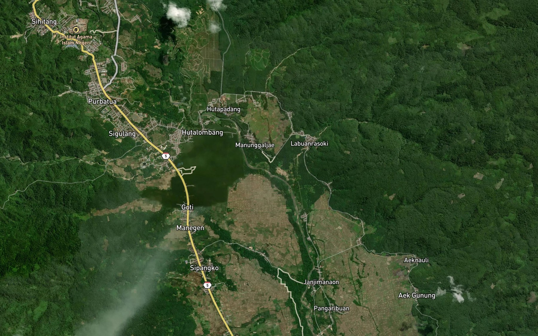 Satellite map of the Aek Sialang Menek
