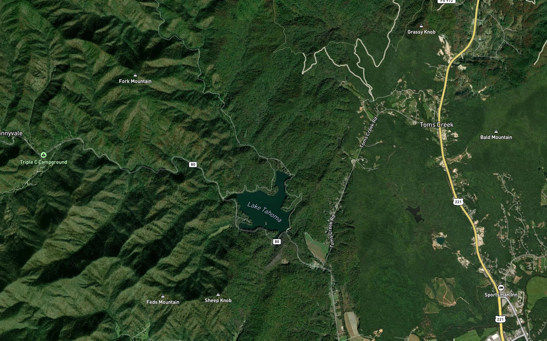 Satellite map of the Little Buck Creek