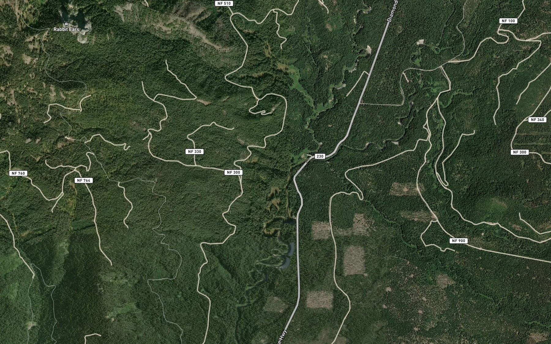 Satellite map of the Prairie Creek