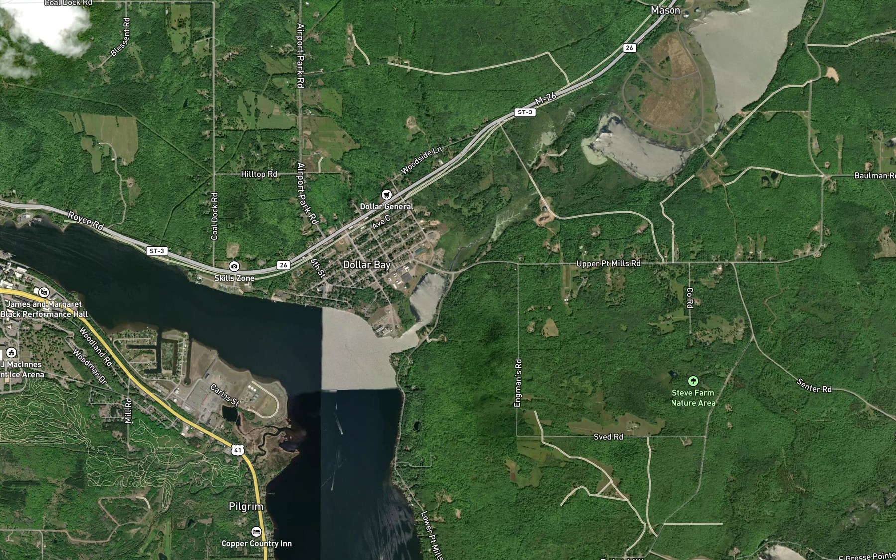 Satellite map of the Gooseneck Creek