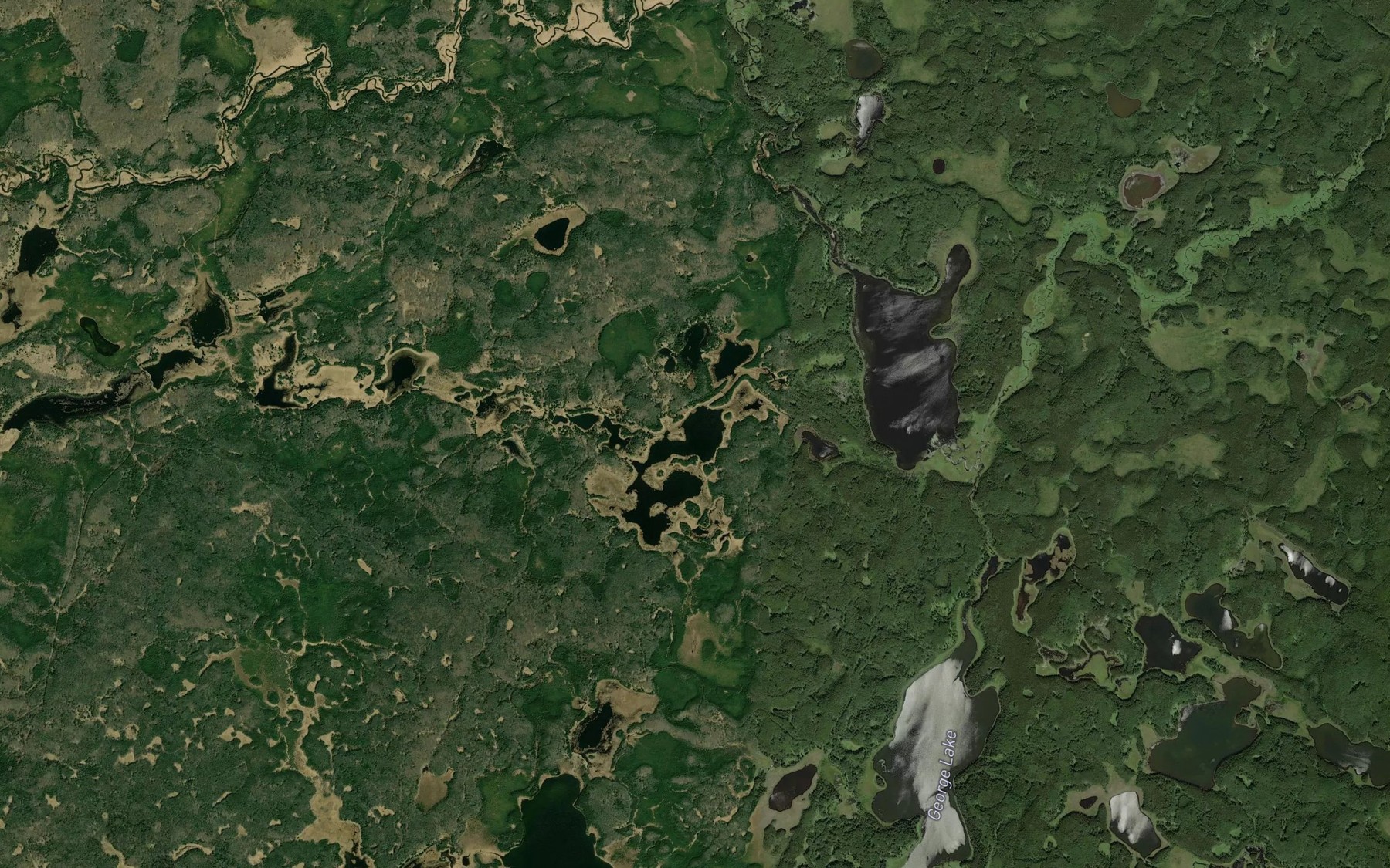 Satellite map of the Camp Six Lakes