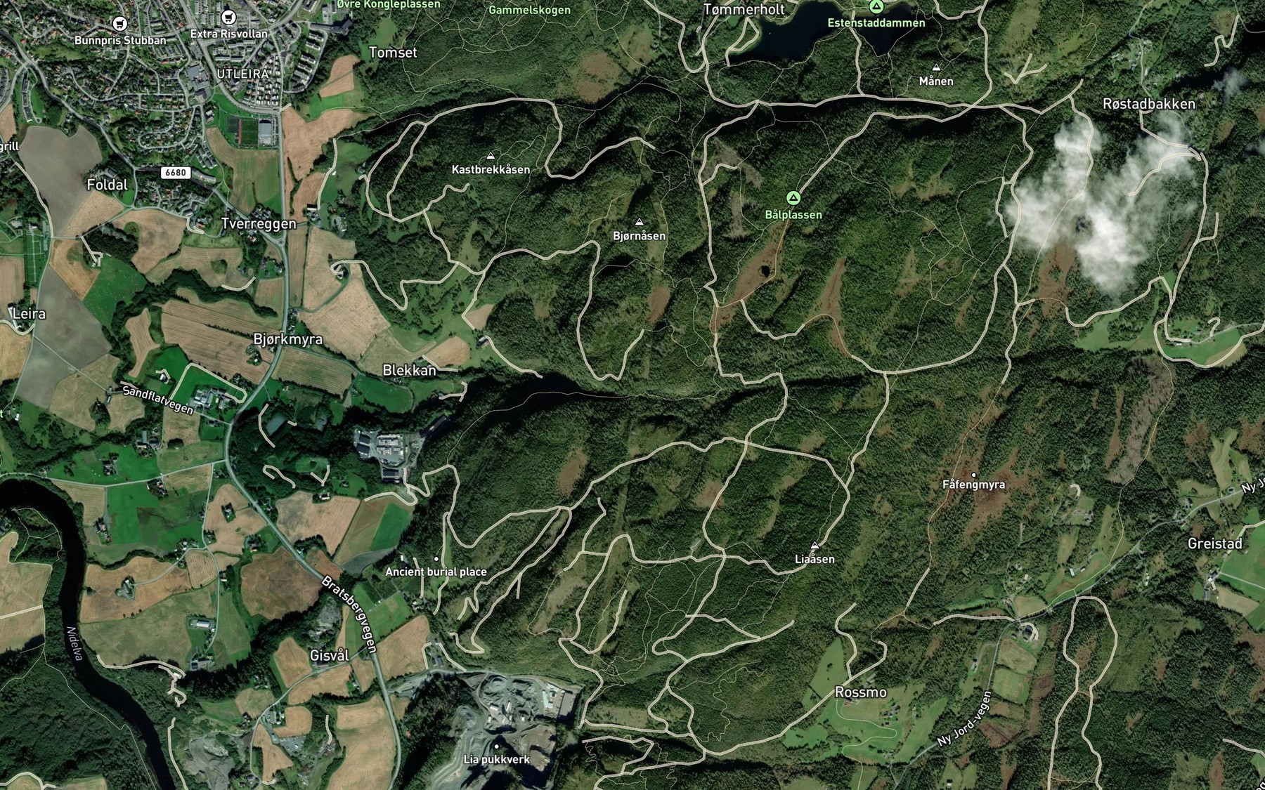 Satellite map of the Ramdalsbekken