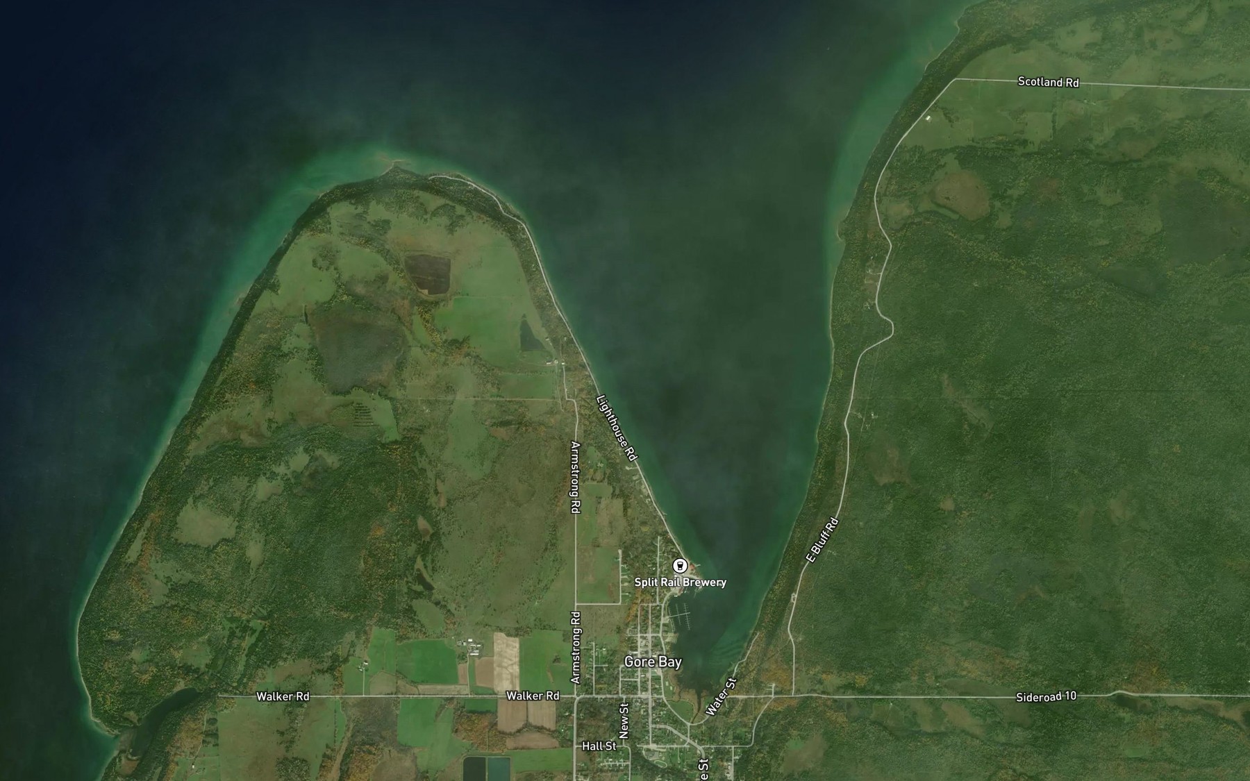 Satellite map of the Gore Bay