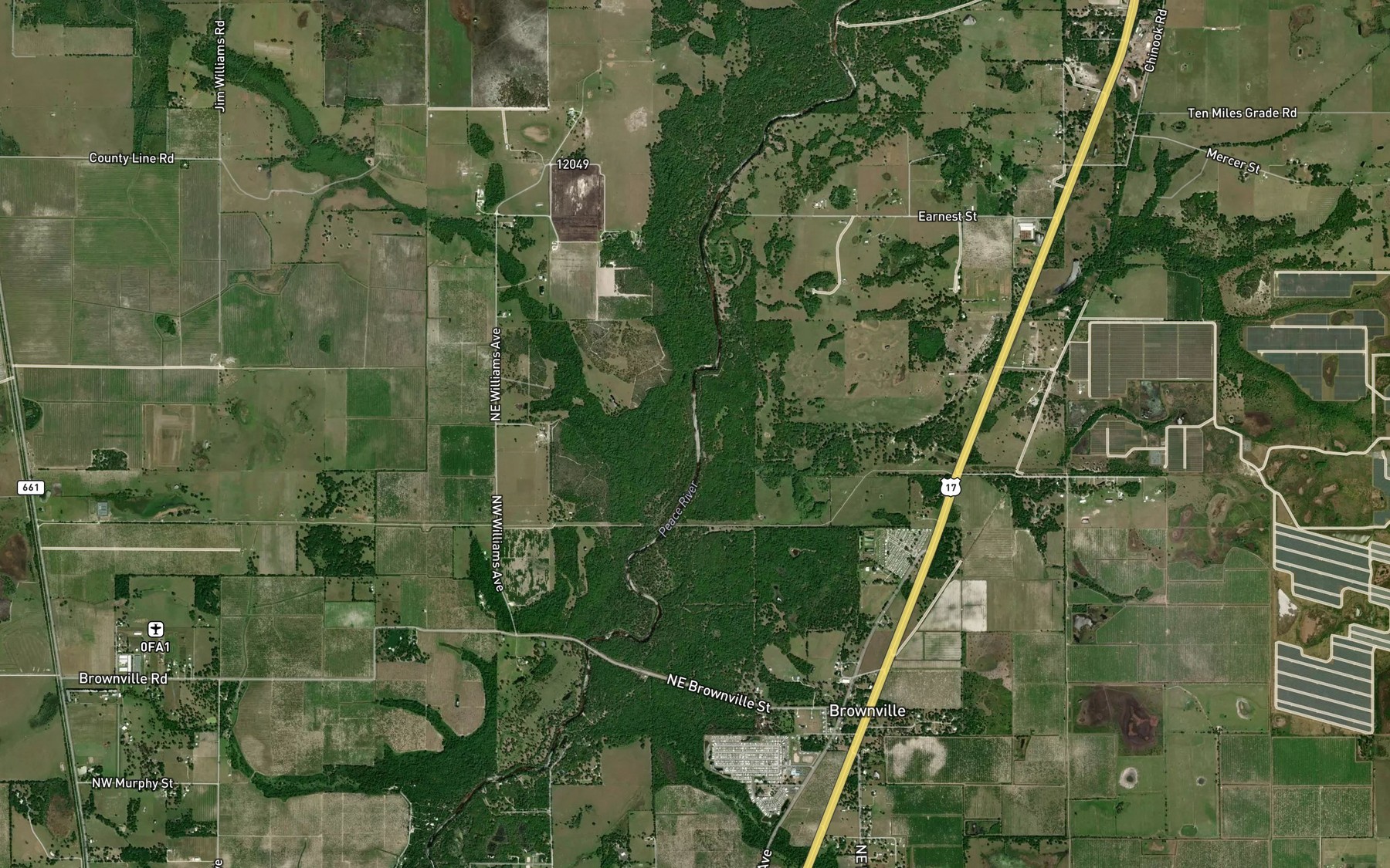 Satellite map of the Bear Branch
