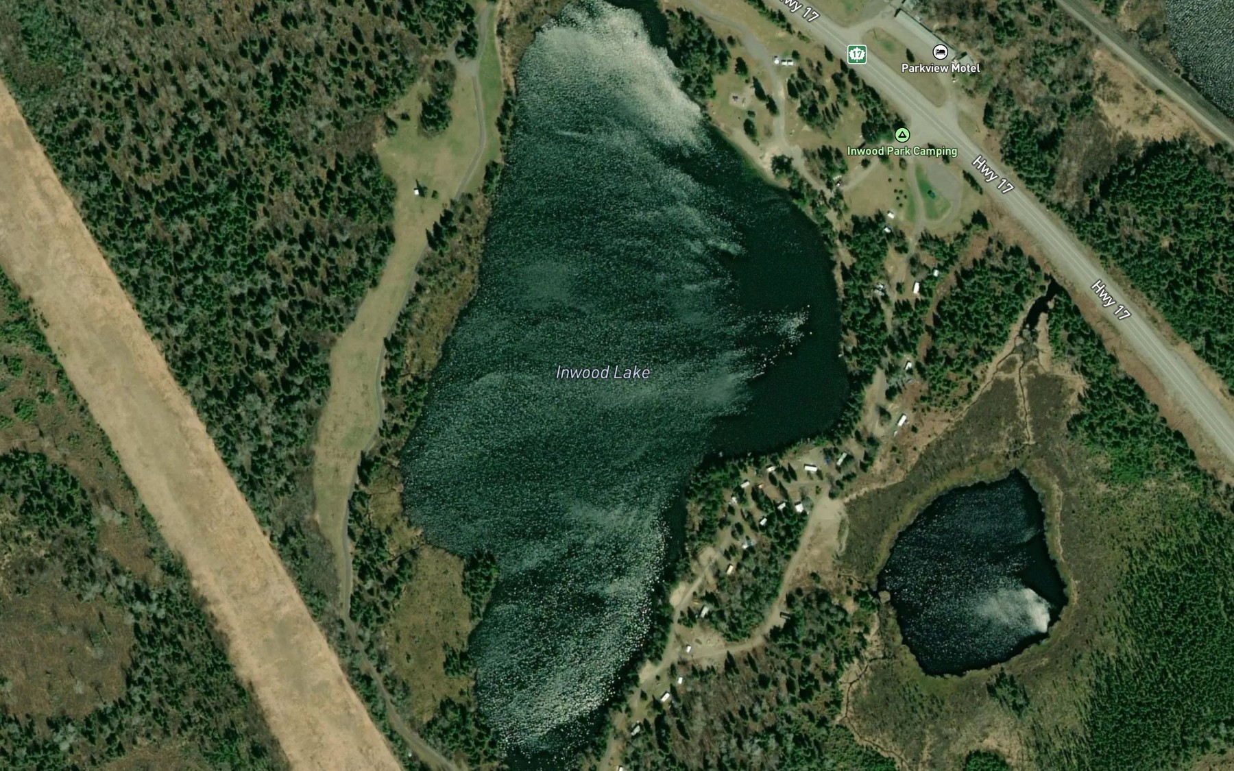 Satellite map of the Inwood Lake