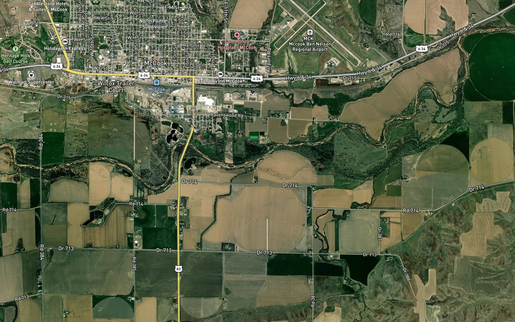 Satellite map of the Dry Creek