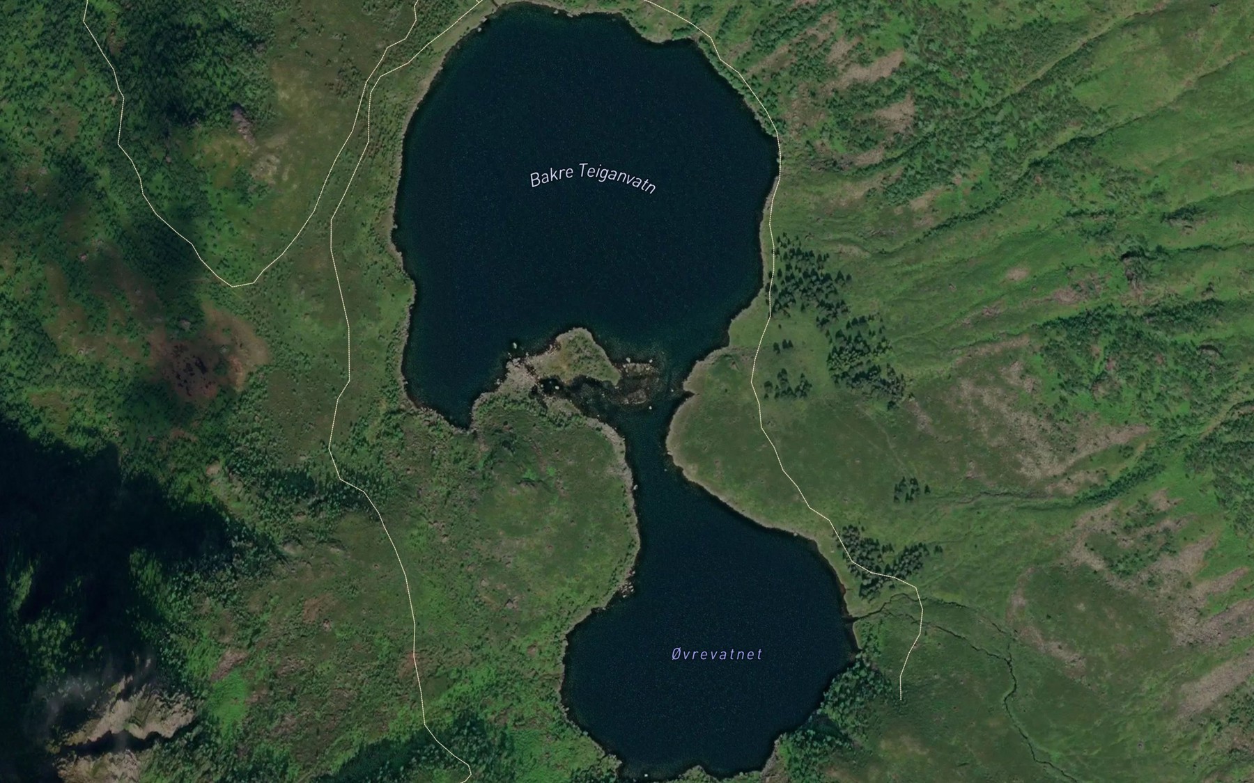Satellite map of the Bakre Teiganvatn