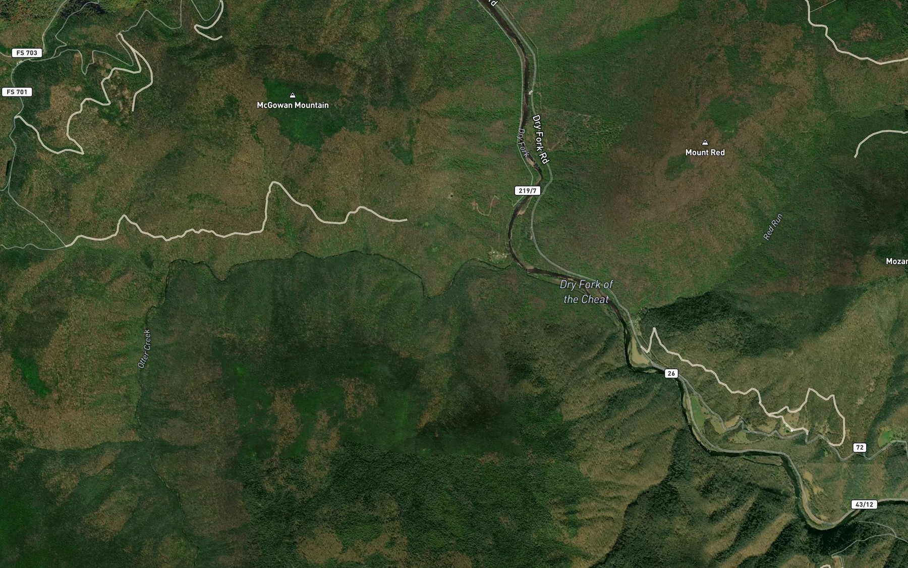 Satellite map of the Coal Run