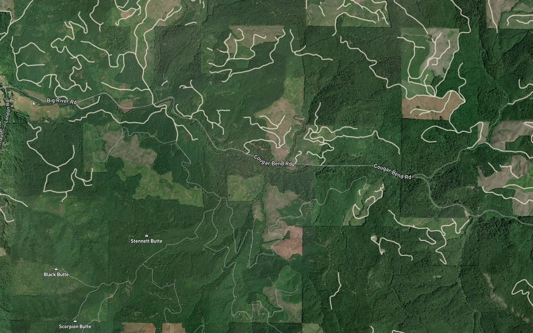 Satellite map of the Bar Creek
