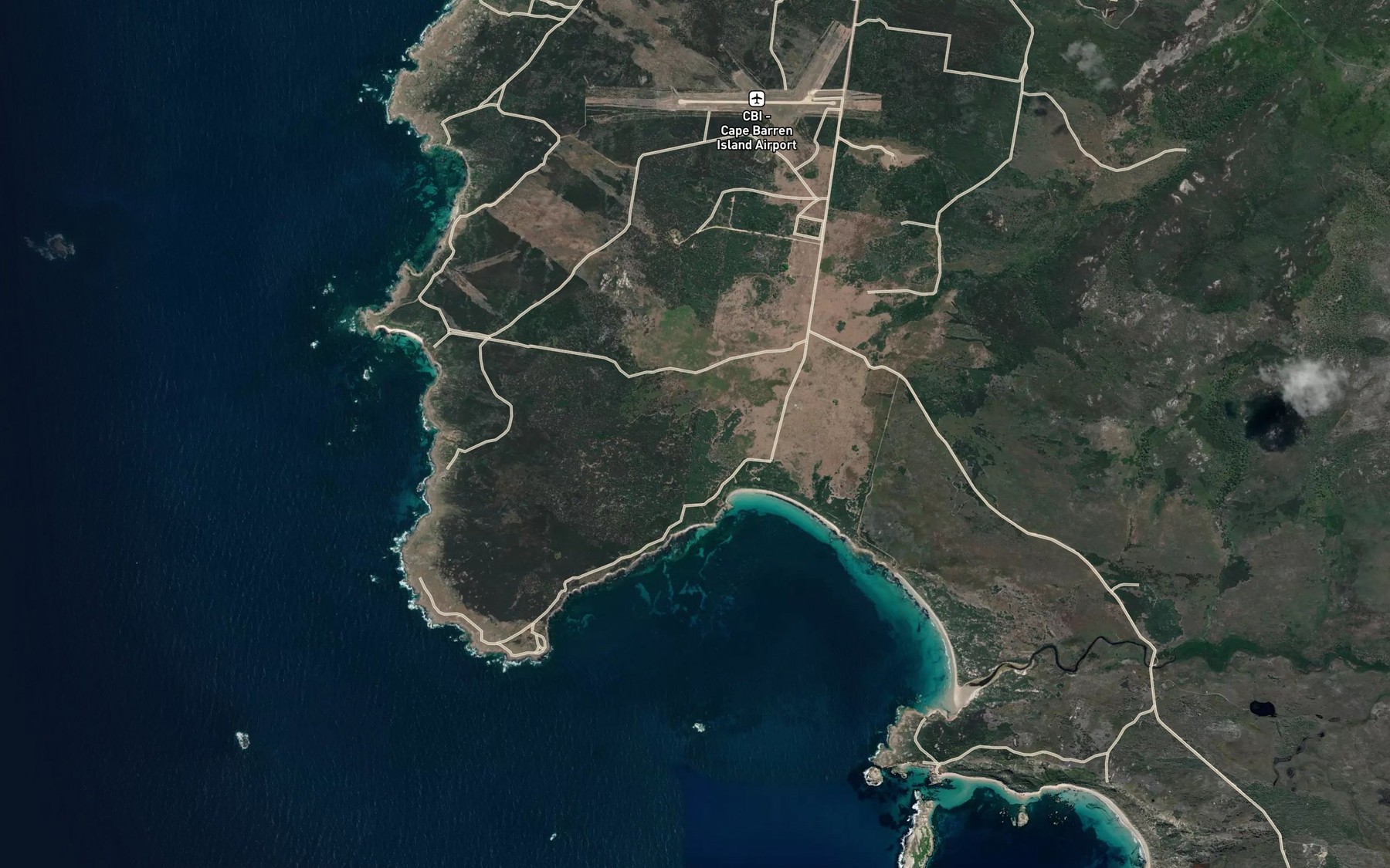 Satellite map of the Thunder and Lightning Bay