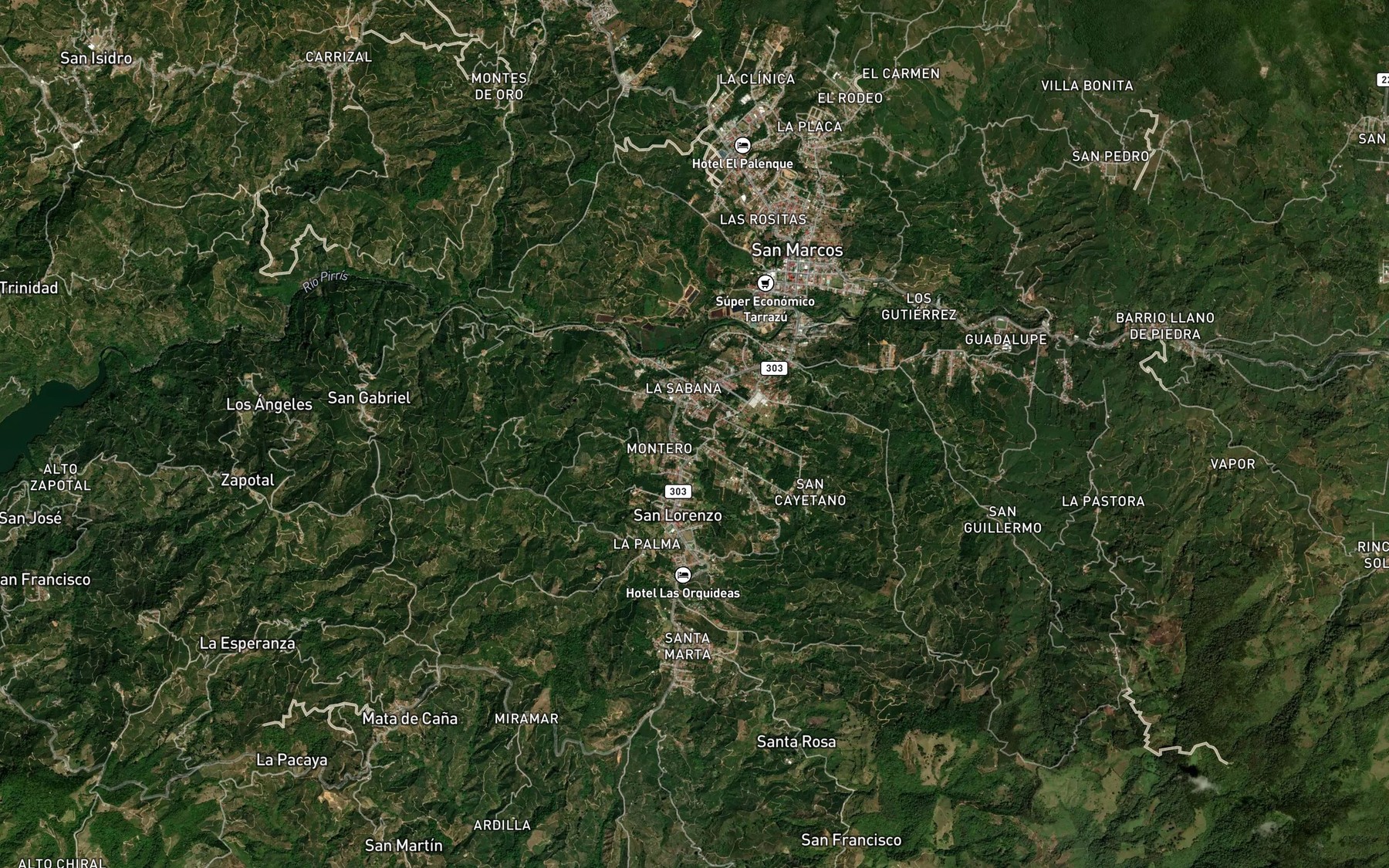 Satellite map of the Quebrada Laguna