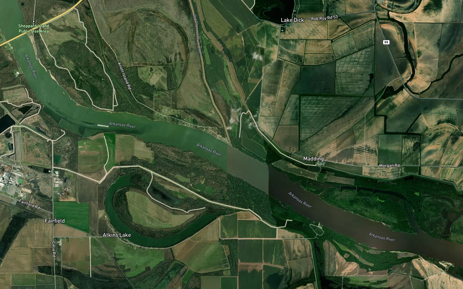 Satellite map of the Old Channel Plum Bayou