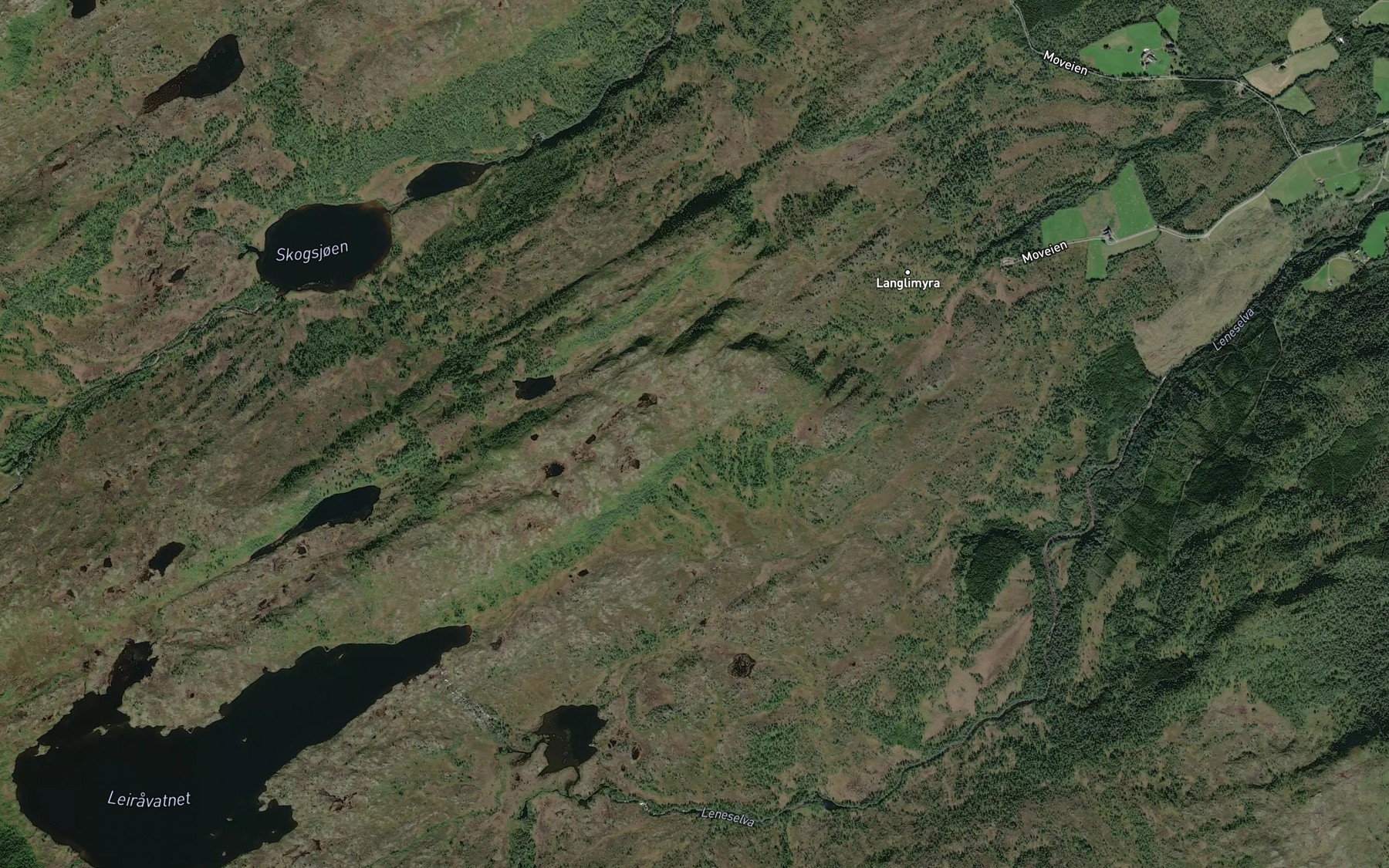 Satellite map of the Leiravasslibekken