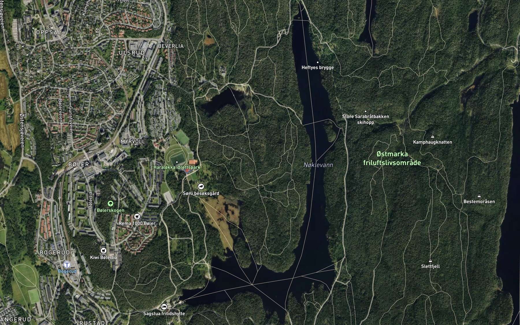 Satellite map of the Noklevannet